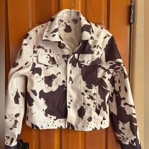 Cow print jacket NWOT